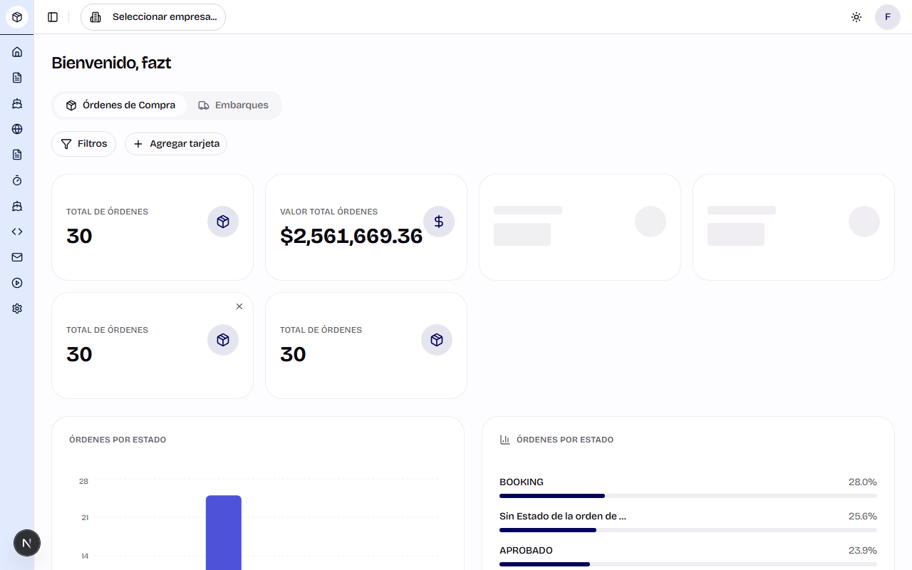 ComexTrack Dashboard - Vista general