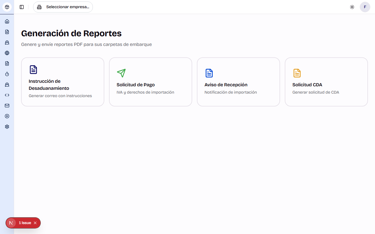 Dashboard - Reportes y generación de documentos